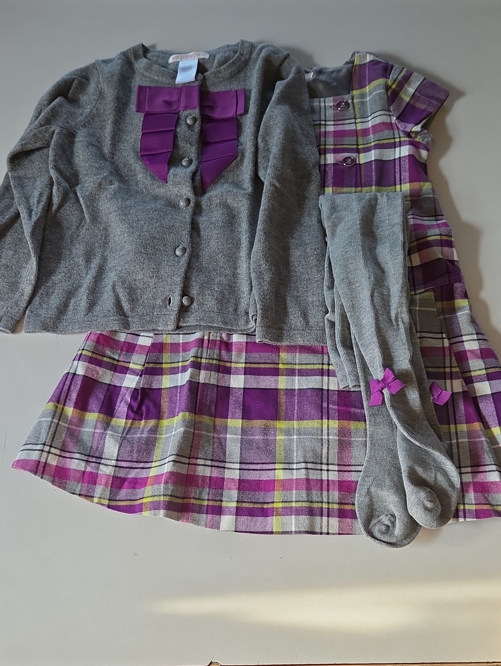 Janie And Jack 3 Pc City Museum Collection Dress, Cardigan And Tights Size 4